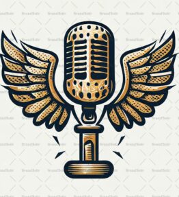 Retro Mikrofon mit Flügeln